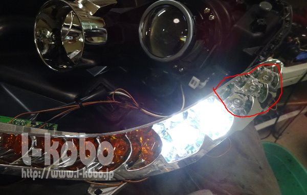 ロータスエリーゼのヘッドライトのLED切れ